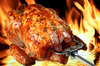 Roasting chicken grill flames tong - a grill free wallpaper