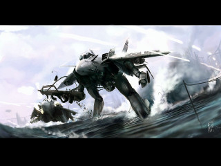 Robot attack ship ocean helicopter 2 - bayard wu free wallpaper