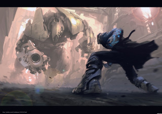 Futuristic suit man running robot - bayard wu free wallpaper