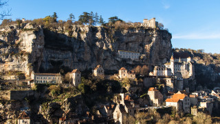 Village cliff mountain blue sky - a village free wallpaper for desktop