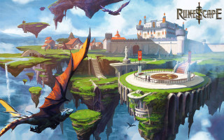 Fantasy island dragon castle flying - a castle in the background free wallpaper
