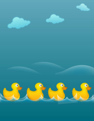 Yellow ducks floating water blue - above them free wallpaper for mobile