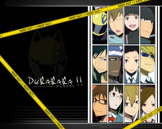 Anime grid caution yellow tape - a bunch of anime characters free wallpaper
