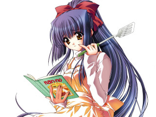 Girl long hair holding book - manga free wallpaper