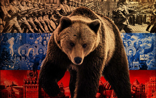 Bear walking painting city soldiers - boris vladimirski free wallpaper