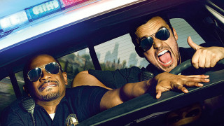 Two men police car pointing - the steering wheel free wallpaper