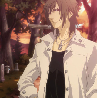 Man white jacket forest trees - free autumn wallpaper for tablet