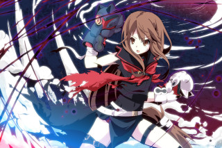 Girl black dress red scarf 2 - a red scarf free wallpaper