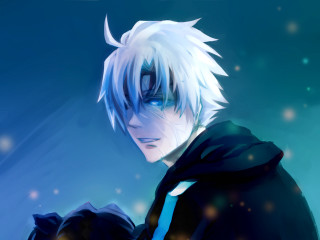 Whitehair blueeyes crying male hoodie - a white hair free wallpaper