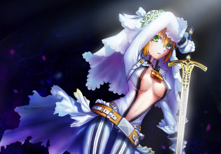 Nero claudius bride sword purple - a costume holding free wallpaper