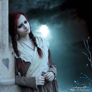 Red haired woman white dress 3 - anne stokes free wallpaper for tablet