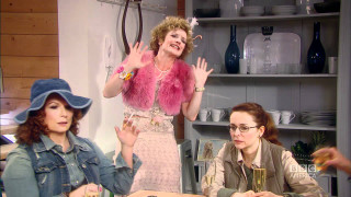 Three women sitting table drinks - one woman free wallpaper