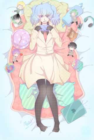 Woman white dress black stockings - a bed free wallpaper for mobile