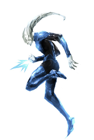 Man blue suit running white - epsylon point free wallpaper for mobile