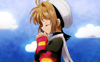 Person hat uniform water clouds - the background and a sky free wallpaper