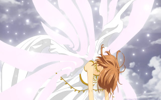 Woman white dress wings sky - kyoto animation free wallpaper
