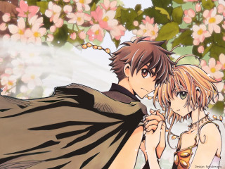 Anime couple tree flowers man - a man holding free wallpaper