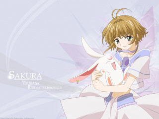 Girl holding stuffed animal sakura - a caption free wallpaper