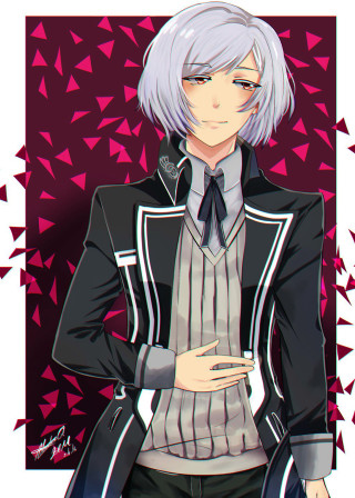 White hair black jacket pink - character portrait free wallpaper