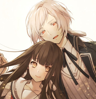 Anime couple longhair blush schooluniform - shirt free wallpaper for tablet