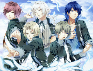 Anime characters cloudy sky clouds - a group of anime characters free wallpaper
