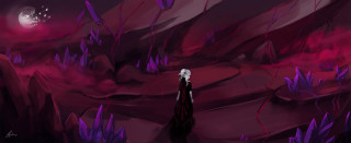 Woman black dress purple landscape - environment free wallpaper