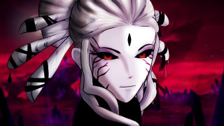 Vanitas whitehair redeyes blackoutfit redsky - vanita free wallpaper