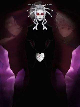 Woman white hair red eyes - a demon free wallpaper for mobile