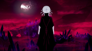 Man red sky moon background - a red moon free wallpaper