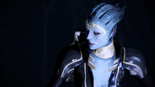 Eve ryder blue armor portrait - blue background free wallpaper