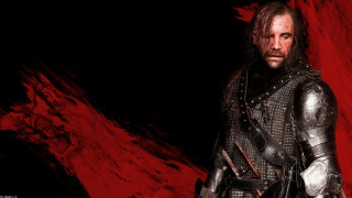 Man armor red background sword - his hand and a knife free wallpaper