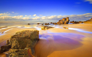 Rock sand beach blue sky - the sand free wallpaper for desktop