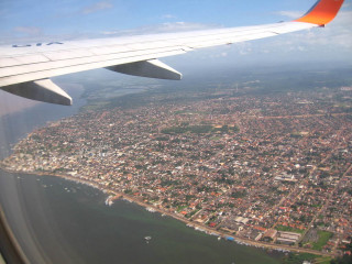 City view airplane wing water - a view of a city free wallpaper
