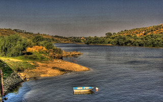 Boat water hill road red - river free wallpaper