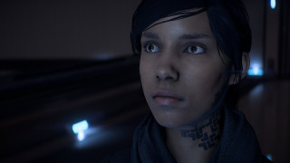 Woman neck tattoo dark room - ultra realistic face free wallpaper