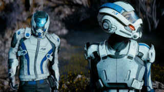 Futuristic men standing field grass - eve ryder free wallpaper