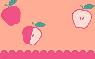Pink background two apples worm - eden box free wallpaper