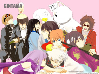 Anime characters pink background white 2 - top of them free wallpaper