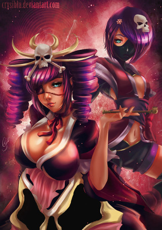 Woman skull demon knife pop - her shoulder free wallpaper for mobile