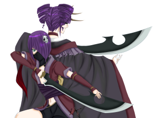 Anime couple purple hair black - the other holding free wallpaper for desktop