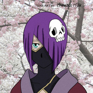 Cartoon character purple hair skull - his head free wallpaper