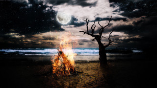 Fire pit beach full moon - a fire pit free wallpaper for desktop