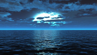 Blue sky clouds ocean sunshine - a bright sun free wallpaper