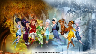 Cartoon characters flying waterfall woods - a storybook illustration free wallpaper