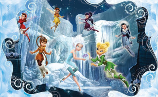 Cartoon characters flying waterfall snow - the air in front free wallpaper