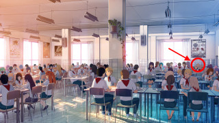 Group people tables room red - a group of people sitting free wallpaper