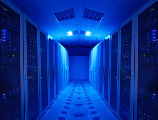 Data center hallway servers blue 2 - a long hallway free wallpaper for desktop
