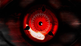 Red eyeball black background red 2 - a red light in the middle free wallpaper