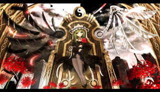 Woman dragon demon chair sitting - back and a demon free wallpaper