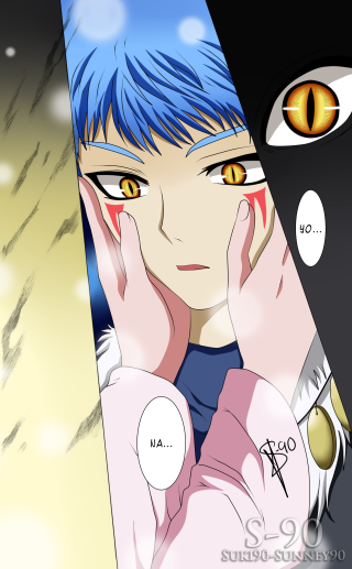 Blue hair yellow eyes hands - mannerism free wallpaper for mobile